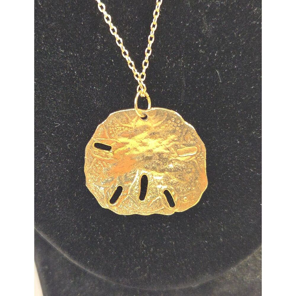 Sand Dollar Gold Tone Pendant Necklace